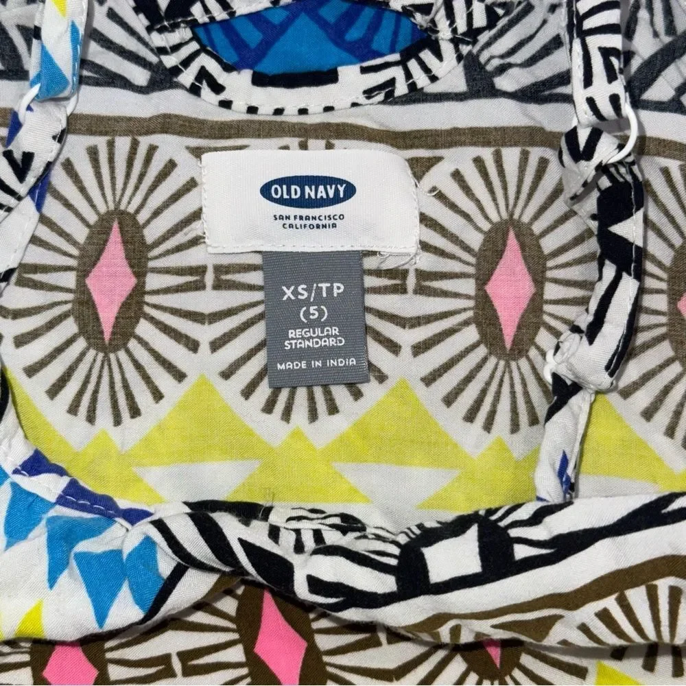Old navy size XS 5 Girls tribal Patterned Poplin Camis tank top